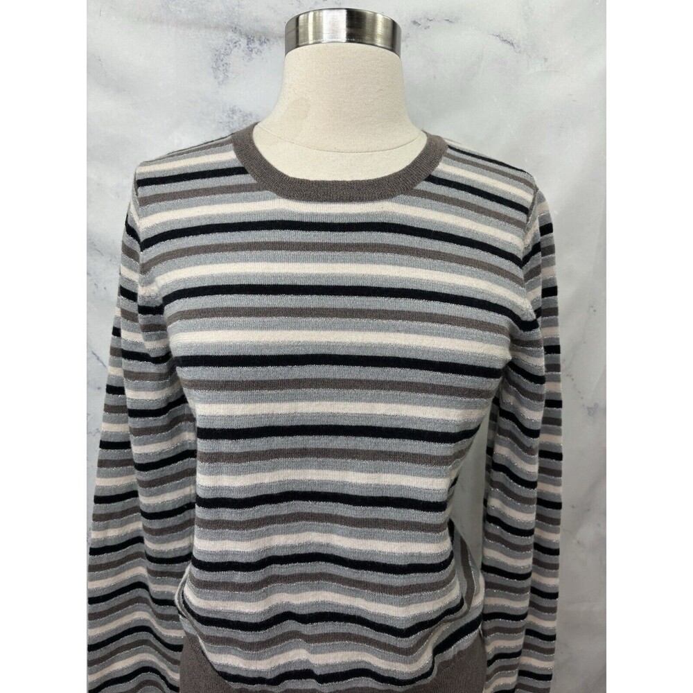 Calvin Klein Wool Knit Sweater Striped Y2K gal stretch Long sleeve Size M Retro - Picture 12 of 13